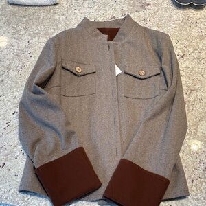 Quince Brown Herringbone Jacket with Dark Brown Cuff